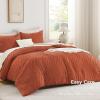 imageAndency Burnt Orange King Size Comforter Boho Terracotta Soft Warm Bedding Comforter Sets for King Bed 3 Pieces Rust Chevron Tufted Aesthetic Microfiber Lightweight Comforter Set03  Burnt Orange