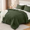 imageAndency Dark Emerald Green Oversized King Comforter Set 3 Pieces Lightweight Soft Solid Bed Comforter Oversized Fluffy Microfiber Bedding Set 120x98In 2 PillowcasesOlive