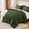 imageAndency Dark Emerald Green Oversized King Comforter Set 3 Pieces Lightweight Soft Solid Bed Comforter Oversized Fluffy Microfiber Bedding Set 120x98In 2 PillowcasesOlive