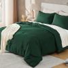 imageAndency Dark Emerald Green Oversized King Comforter Set 3 Pieces Lightweight Soft Solid Bed Comforter Oversized Fluffy Microfiber Bedding Set 120x98In 2 PillowcasesDark Green