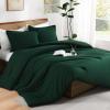 imageAndency Dark Emerald Green Oversized King Comforter Set 3 Pieces Lightweight Soft Solid Bed Comforter Oversized Fluffy Microfiber Bedding Set 120x98In 2 PillowcasesDark Green