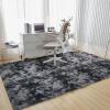 imageAndency Dark Grey Shag 4x6 Area Rug TieDyed Plush Soft Fluffy Indoor Carpet for Bedroom Living Room Non Skid Fuzzy Faux Fur Rug