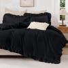 imageAndency Gingham Duvet Cover Full Blue Ruffle Farmhouse Shabby Chic Duvet Cover 3 Pieces Soft PreWashed Microfiber Duvet Cover Set with Zipper Closure amp Corner Ties 79x90InchBlack