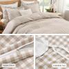 imageAndency Gingham Duvet Cover Full Blue Ruffle Farmhouse Shabby Chic Duvet Cover 3 Pieces Soft PreWashed Microfiber Duvet Cover Set with Zipper Closure amp Corner Ties 79x90InchTan Gingham
