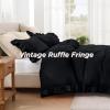 imageAndency Gingham Duvet Cover Full Blue Ruffle Farmhouse Shabby Chic Duvet Cover 3 Pieces Soft PreWashed Microfiber Duvet Cover Set with Zipper Closure amp Corner Ties 79x90InchBlack