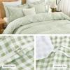imageAndency Gingham Duvet Cover Full Blue Ruffle Farmhouse Shabby Chic Duvet Cover 3 Pieces Soft PreWashed Microfiber Duvet Cover Set with Zipper Closure amp Corner Ties 79x90InchSage Gingham