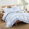 imageAndency Gingham Duvet Cover Full Blue Ruffle Farmhouse Shabby Chic Duvet Cover 3 Pieces Soft PreWashed Microfiber Duvet Cover Set with Zipper Closure amp Corner Ties 79x90InchBlue Gingham
