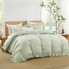 imageAndency Gingham Duvet Cover Full Blue Ruffle Farmhouse Shabby Chic Duvet Cover 3 Pieces Soft PreWashed Microfiber Duvet Cover Set with Zipper Closure amp Corner Ties 79x90InchSage Gingham