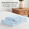 imageAndency Gingham Duvet Cover Full Blue Ruffle Farmhouse Shabby Chic Duvet Cover 3 Pieces Soft PreWashed Microfiber Duvet Cover Set with Zipper Closure amp Corner Ties 79x90InchLight Blue