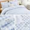 imageAndency Gingham Duvet Cover Full Blue Ruffle Farmhouse Shabby Chic Duvet Cover 3 Pieces Soft PreWashed Microfiber Duvet Cover Set with Zipper Closure amp Corner Ties 79x90InchBlue Gingham