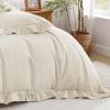 imageAndency Gingham Duvet Cover Full Blue Ruffle Farmhouse Shabby Chic Duvet Cover 3 Pieces Soft PreWashed Microfiber Duvet Cover Set with Zipper Closure amp Corner Ties 79x90InchBeige