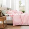 imageAndency Gingham Duvet Cover Full Blue Ruffle Farmhouse Shabby Chic Duvet Cover 3 Pieces Soft PreWashed Microfiber Duvet Cover Set with Zipper Closure amp Corner Ties 79x90InchPink