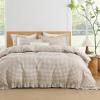 imageAndency Gingham Duvet Cover Full Blue Ruffle Farmhouse Shabby Chic Duvet Cover 3 Pieces Soft PreWashed Microfiber Duvet Cover Set with Zipper Closure amp Corner Ties 79x90InchTan Gingham