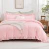 imageAndency Gingham Duvet Cover Full Blue Ruffle Farmhouse Shabby Chic Duvet Cover 3 Pieces Soft PreWashed Microfiber Duvet Cover Set with Zipper Closure amp Corner Ties 79x90InchPink