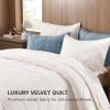 imageAndency Luxurious Velvet Quilts Oversized Queen 3Piece Herringbone Matelasse Bedspread Quilt Set Lightweight All Season Soft Coverlet Set with 2 Shams Cream WhiteCream
