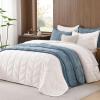 imageAndency Luxurious Velvet Quilts Oversized Queen 3Piece Herringbone Matelasse Bedspread Quilt Set Lightweight All Season Soft Coverlet Set with 2 Shams Cream WhiteCream