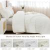 imageAndency Queen Quilt Cream White Velvet Lightweight Plush Plaid Bedspread Soft Luxury Coverlet Quilted Bedding Set 96x90 inch 2 Matching Pillowcases All SeasonCream White