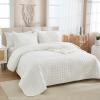 imageAndency Queen Quilt Cream White Velvet Lightweight Plush Plaid Bedspread Soft Luxury Coverlet Quilted Bedding Set 96x90 inch 2 Matching Pillowcases All SeasonCream White