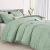imageAndency Sage Green Comforter Full Size 79x90 Inch 3 Pieces 1 Seersucker Textured Comforter and 2 Pillowcases 100 Soft Washed Microfiber Summer Lightweight Down Alternative Bedding Set06  Sage Green