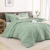 imageAndency Sage Green Comforter Full Size 79x90 Inch 3 Pieces 1 Seersucker Textured Comforter and 2 Pillowcases 100 Soft Washed Microfiber Summer Lightweight Down Alternative Bedding Set06  Sage Green