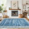imageAndency 5x7 Area Rug for Living Room Blue Washable Vintage Boho Bedroom Rug NonSlip Stain Resistant Door Mat Retro Printed Indoor Home Decor Rug for Dining Room KitchenCeramic Blue