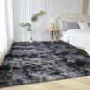 imageAndency Dark Grey Shag 4x6 Area Rug TieDyed Plush Soft Fluffy Indoor Carpet for Bedroom Living Room Non Skid Fuzzy Faux Fur Rug