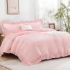 imageAndency Gingham Duvet Cover Full Blue Ruffle Farmhouse Shabby Chic Duvet Cover 3 Pieces Soft PreWashed Microfiber Duvet Cover Set with Zipper Closure amp Corner Ties 79x90InchPink