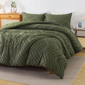 imageAndency Burnt Orange King Size Comforter Boho Terracotta Soft Warm Bedding Comforter Sets for King Bed 3 Pieces Rust Chevron Tufted Aesthetic Microfiber Lightweight Comforter Set04  Olive Green