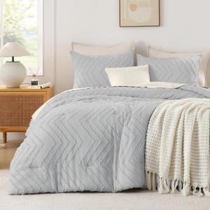 imageAndency Burnt Orange King Size Comforter Boho Terracotta Soft Warm Bedding Comforter Sets for King Bed 3 Pieces Rust Chevron Tufted Aesthetic Microfiber Lightweight Comforter Set02  Silver Grey