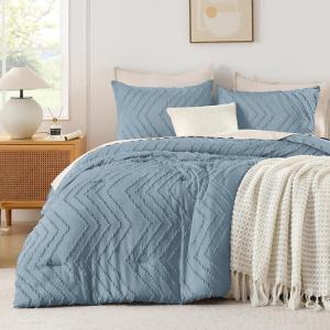imageAndency Burnt Orange King Size Comforter Boho Terracotta Soft Warm Bedding Comforter Sets for King Bed 3 Pieces Rust Chevron Tufted Aesthetic Microfiber Lightweight Comforter Set06  Greyish Blue