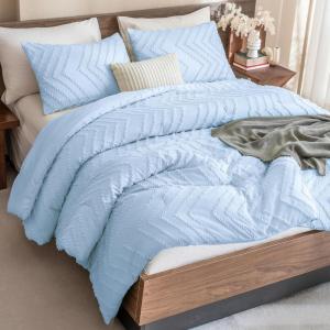 imageAndency Burnt Orange King Size Comforter Boho Terracotta Soft Warm Bedding Comforter Sets for King Bed 3 Pieces Rust Chevron Tufted Aesthetic Microfiber Lightweight Comforter Set26  Light Blue