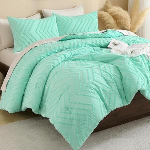 imageAndency Burnt Orange King Size Comforter Boho Terracotta Soft Warm Bedding Comforter Sets for King Bed 3 Pieces Rust Chevron Tufted Aesthetic Microfiber Lightweight Comforter Set25  Mint Green