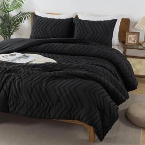 imageAndency Burnt Orange King Size Comforter Boho Terracotta Soft Warm Bedding Comforter Sets for King Bed 3 Pieces Rust Chevron Tufted Aesthetic Microfiber Lightweight Comforter Set13  Black