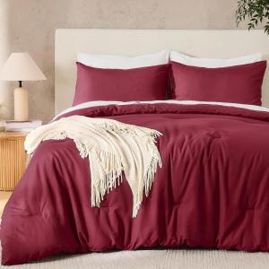 imageAndency Dark Emerald Green Oversized King Comforter Set 3 Pieces Lightweight Soft Solid Bed Comforter Oversized Fluffy Microfiber Bedding Set 120x98In 2 PillowcasesBurgu