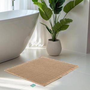 imageAndency Upgraded Waffle Bath Mat Super Absorbent NonSlip Bathroom Rug for Floors Machine Washable Mat with Tassels Rubber Backed Ultra Soft 18 x 30 Brown