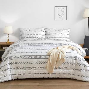 imageAndency White Boho Comforter Full Size 79x90Inch 3 Pieces 1 Bohemian Striped Comforter2 Pillowcases Aztec Geometric Triangle Arrow Summer Lightweight Microfiber Down Alternative Comforter Set03  White