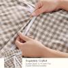 imageAndency Blue Gingham Duvet Cover Full 100 Wash Cotton Linen Like Textured Breathable Comforter Cover Set 3 Piece Classic YarnDyed Checkered Plaid Bedding Set 7990Tan