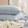 imageAndency Blue Gingham Duvet Cover Full 100 Wash Cotton Linen Like Textured Breathable Comforter Cover Set 3 Piece Classic YarnDyed Checkered Plaid Bedding Set 7990Blue