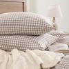 imageAndency Blue Gingham Duvet Cover Full 100 Wash Cotton Linen Like Textured Breathable Comforter Cover Set 3 Piece Classic YarnDyed Checkered Plaid Bedding Set 7990Tan