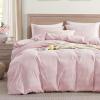 imageAndency Blue Gingham Duvet Cover Full 100 Wash Cotton Linen Like Textured Breathable Comforter Cover Set 3 Piece Classic YarnDyed Checkered Plaid Bedding Set 7990Pink