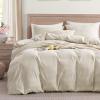 imageAndency Blue Gingham Duvet Cover Full 100 Wash Cotton Linen Like Textured Breathable Comforter Cover Set 3 Piece Classic YarnDyed Checkered Plaid Bedding Set 7990Cream