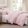 imageAndency Blue Gingham Duvet Cover Full 100 Wash Cotton Linen Like Textured Breathable Comforter Cover Set 3 Piece Classic YarnDyed Checkered Plaid Bedding Set 7990Pink