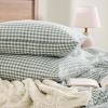imageAndency Blue Gingham Duvet Cover Full 100 Wash Cotton Linen Like Textured Breathable Comforter Cover Set 3 Piece Classic YarnDyed Checkered Plaid Bedding Set 7990Green