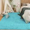 imageAndency Cream Soft Area Rugs for Living Room Bedroom 4x6 Fluffy Shaggy Bedside Rug NonSlip Large Shag Fuzzy Plush Carpets for Bedroom Kids Dorm Nursery Home Decor AestheticTeal Blue