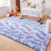 imageAndency Cream Soft Area Rugs for Living Room Bedroom 4x6 Fluffy Shaggy Bedside Rug NonSlip Large Shag Fuzzy Plush Carpets for Bedroom Kids Dorm Nursery Home Decor AestheticTiedyed Rainbow2