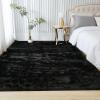 imageAndency Cream Soft Area Rugs for Living Room Bedroom 4x6 Fluffy Shaggy Bedside Rug NonSlip Large Shag Fuzzy Plush Carpets for Bedroom Kids Dorm Nursery Home Decor AestheticBlack