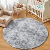 imageAndency Cream Soft Area Rugs for Living Room Bedroom 4x6 Fluffy Shaggy Bedside Rug NonSlip Large Shag Fuzzy Plush Carpets for Bedroom Kids Dorm Nursery Home Decor AestheticTiedyed Light Grey