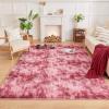 imageAndency Cream Soft Area Rugs for Living Room Bedroom 4x6 Fluffy Shaggy Bedside Rug NonSlip Large Shag Fuzzy Plush Carpets for Bedroom Kids Dorm Nursery Home Decor AestheticTiedyed Dark Red