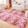 imageAndency Cream Soft Area Rugs for Living Room Bedroom 4x6 Fluffy Shaggy Bedside Rug NonSlip Large Shag Fuzzy Plush Carpets for Bedroom Kids Dorm Nursery Home Decor AestheticTiedyed Dark Red