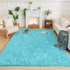 imageAndency Cream Soft Area Rugs for Living Room Bedroom 4x6 Fluffy Shaggy Bedside Rug NonSlip Large Shag Fuzzy Plush Carpets for Bedroom Kids Dorm Nursery Home Decor AestheticTeal Blue